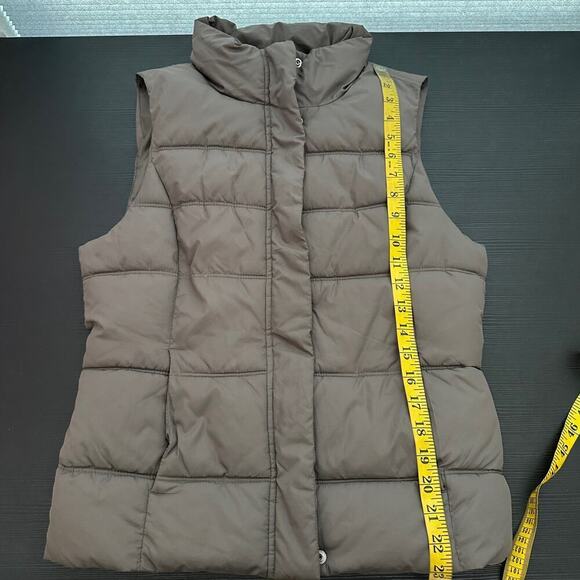 Gap Brown Snap Zipper Front Closure Lined Puffer Vest Women's Size Medium FLAWED - Picture 11 of 12